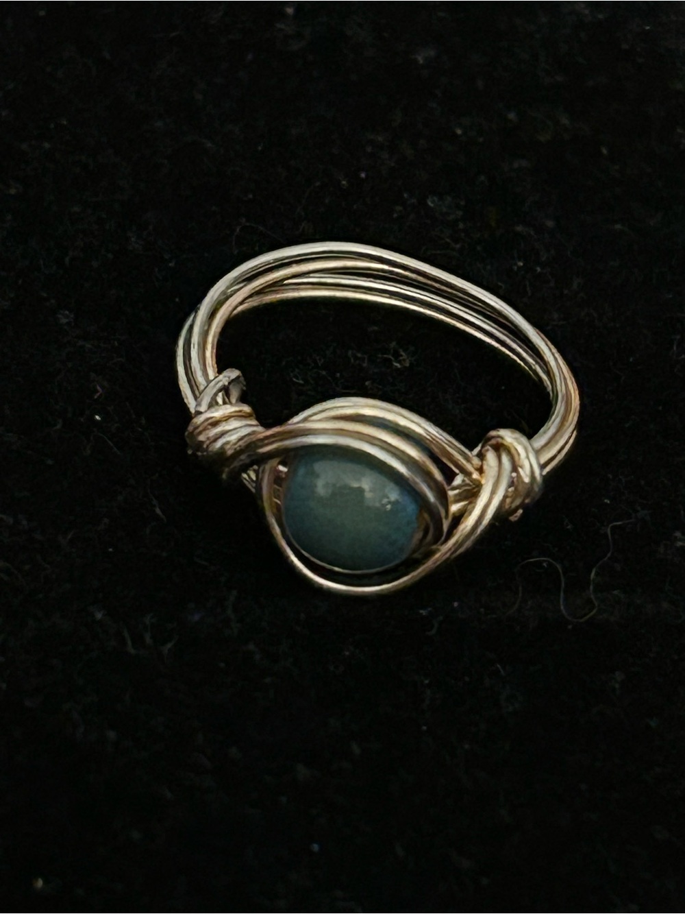 Wire-Wrapped Ring with Blue green  Stone 7.5